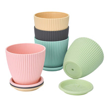 Plastic Flower Pot with Bottom Tray (5 Pcs Set)