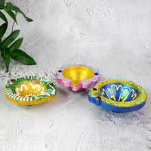 Painted Clay Diya Set