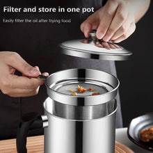 Stainless Steel Oil Strainer Pot with Lid and Filter Mesh (1 Set)